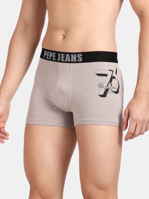 Pepe Jeans Men Mid Grey Solid Comfort Fit Mid-Rise No-Marks Stretchable Trunk OPT07 - Image 3