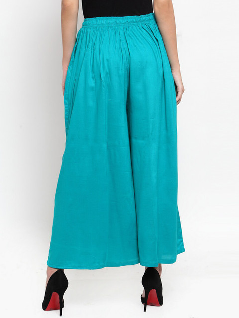 Clora Creation Women Pack of 2 Red & Blue Knitted Ethnic Palazzos - Image 4