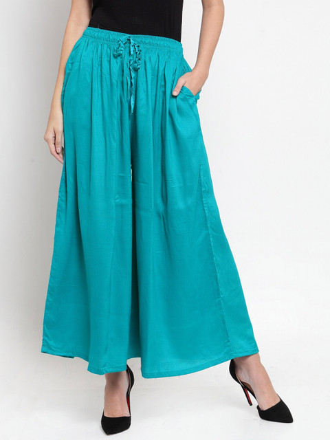 Clora Creation Women Pack of 2 Red & Blue Knitted Ethnic Palazzos - Image 2