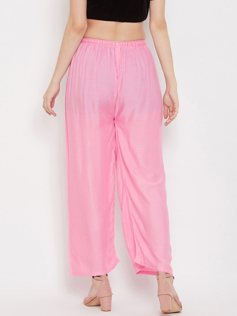 Clora Creation Women Pink Knitted Ethnic Palazzos - Image 4