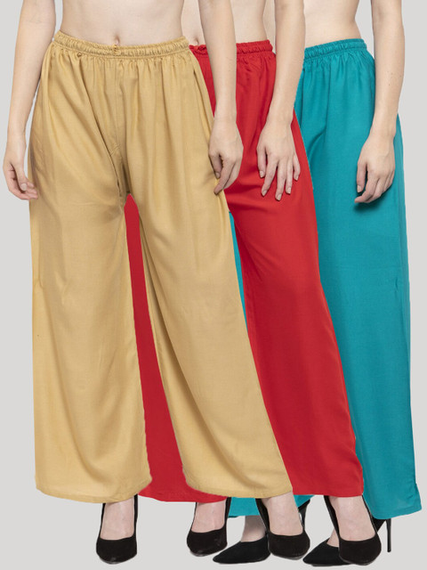 Clora Creation Women Multicoloured Set of 3 Knitted Ethnic Palazzos