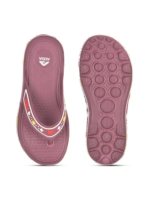Adda Women Purple & Red Rubber Thong Flip-Flops - Image 5
