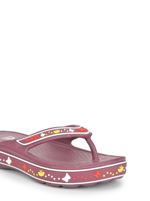 Adda Women Purple & Red Rubber Thong Flip-Flops - Image 6