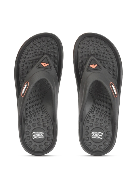 Adda Men Black & Grey Solid Thong Flip-Flops - Image 2