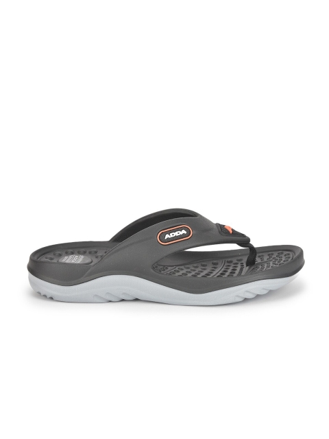 Adda Men Black & Grey Solid Thong Flip-Flops - Image 5
