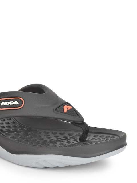 Adda Men Black & Grey Solid Thong Flip-Flops - Image 7