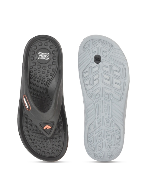 Adda Men Black & Grey Solid Thong Flip-Flops - Image 6
