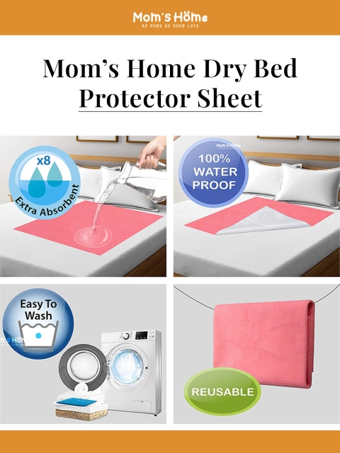 Moms Home Infants Kids Pack Of 2 Solid Waterproof Protector Dry Sheet - Image 4