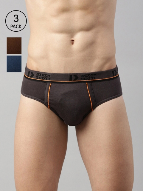 DIXCY SCOTT Men Pack Of 3 Solid Basic Briefs