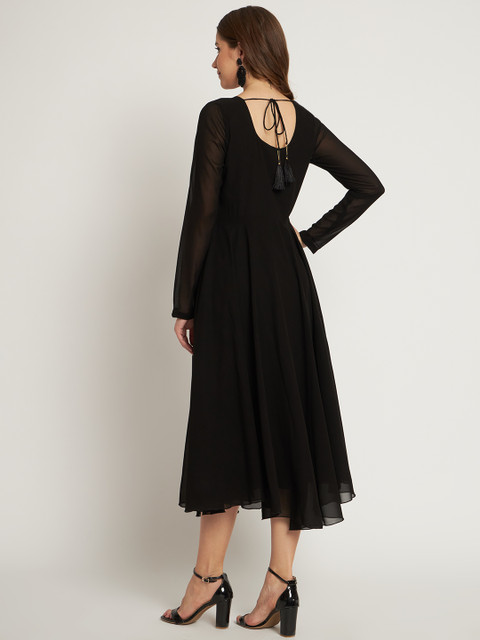 Poshak Hub Women Black Ethnic Motifs Embellished Georgette Anarkali Kurta - Image 5