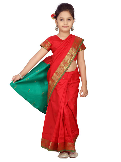 Aarika Red & Green Art Silk Ready to Wear Kanjeevaram Saree