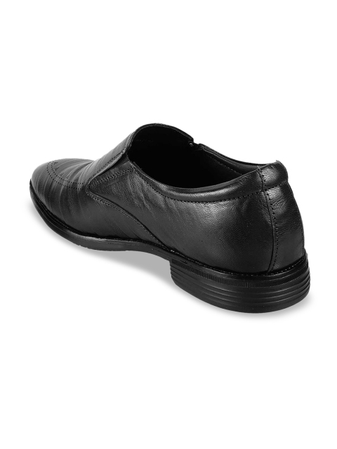 Mochi Men Black Solid Leather Formal Shoes - Image 2