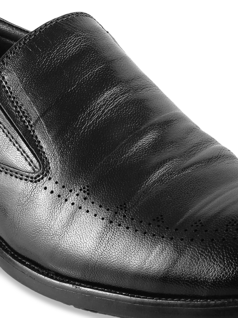 Mochi Men Black Solid Leather Formal Shoes - Image 5
