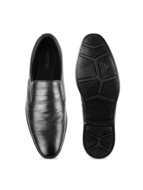 Mochi Men Black Solid Leather Formal Shoes - Image 4