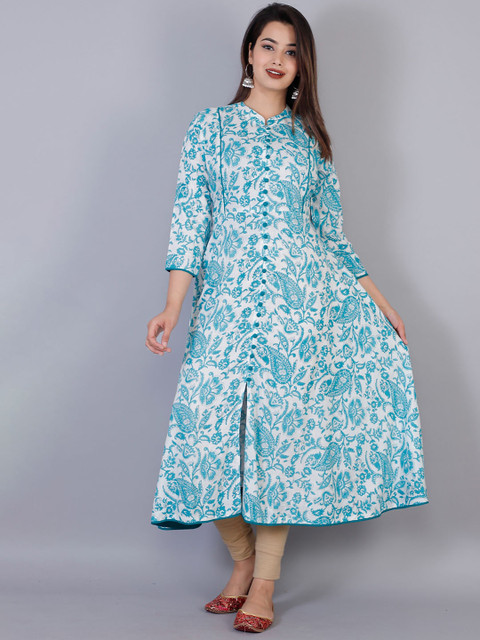 KALINI Women Blue Floral Printed Kurta