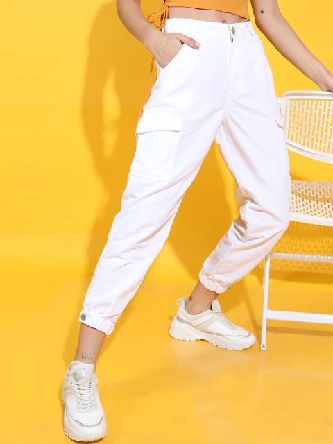 Tokyo Talkies Women White Jogger Jeans