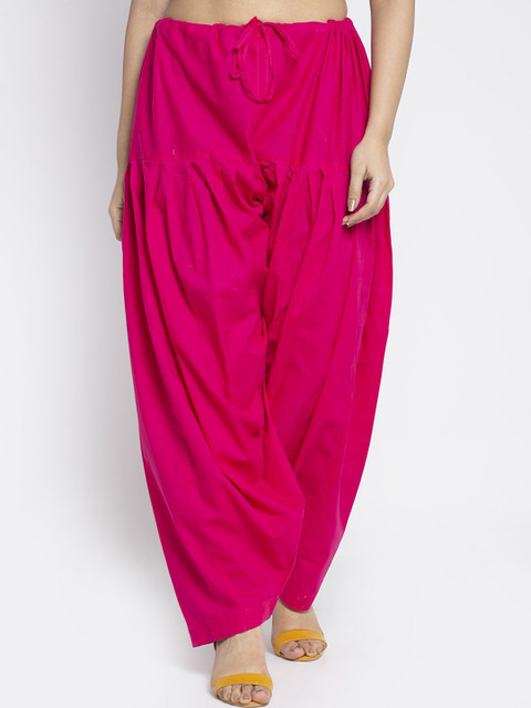 Jinfo Women Pink Solid Loose-Fit Pure Cotton Salwar