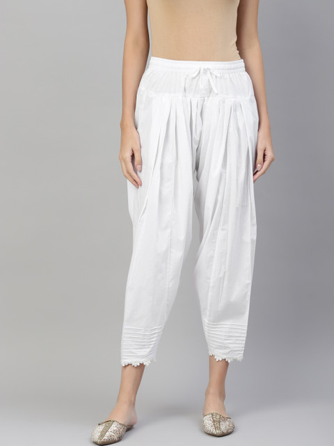 Laado - Pamper Yourself Women White Solid Cotton Salwar