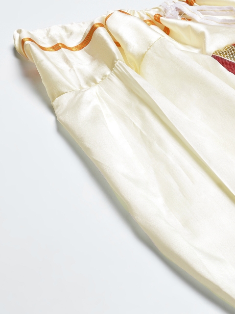 Anug by SOJANYA Men Off White & Maroon Solid Dhoti Pants - Image 6