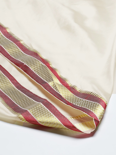 Anug by SOJANYA Men Off White & Maroon Solid Dhoti Pants - Image 7