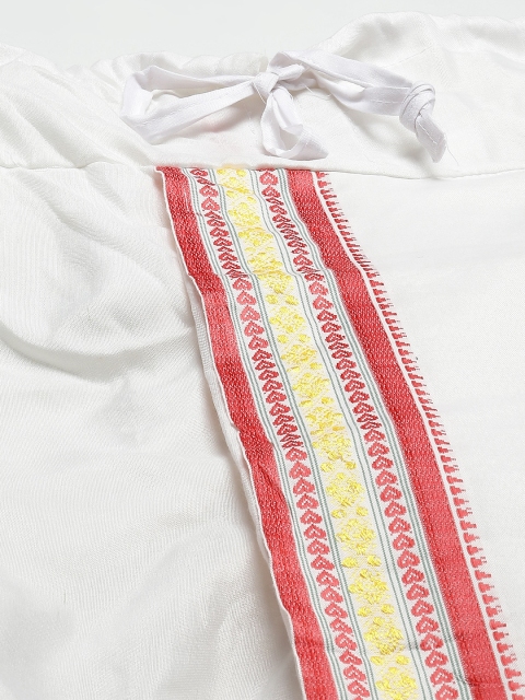 Anug by SOJANYA Men White & Maroon Solid Dhoti Pants - Image 5