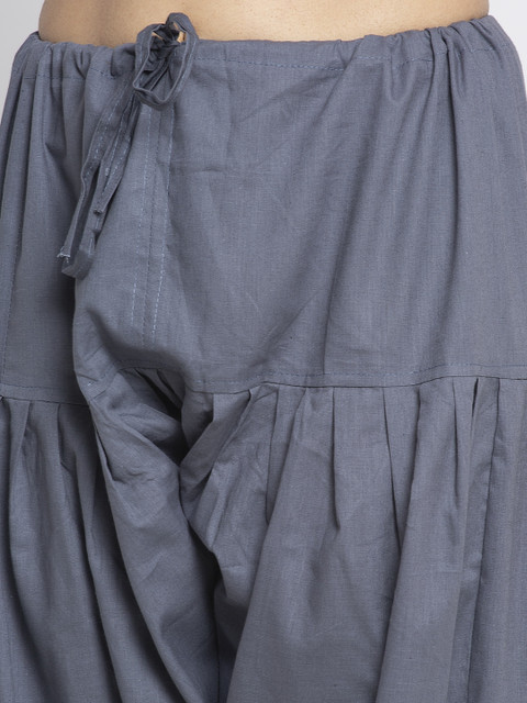 Jinfo Women Pack Of 2 White & Grey Solid Pure Cotton Salwars - Image 6