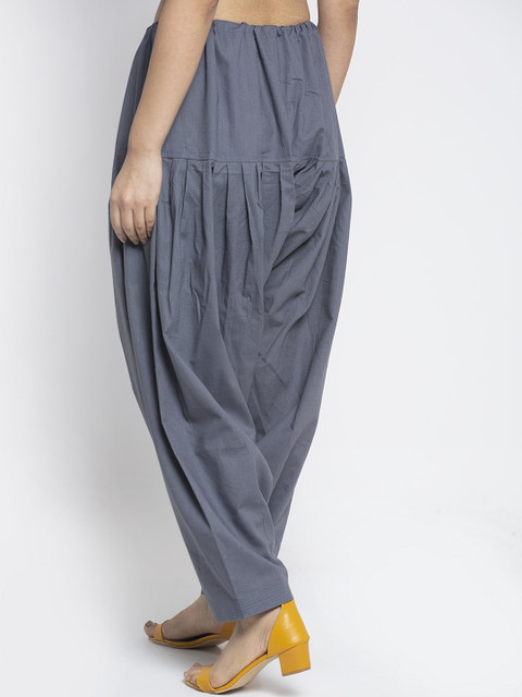 Jinfo Women Pack Of 2 White & Grey Solid Pure Cotton Salwars - Image 4