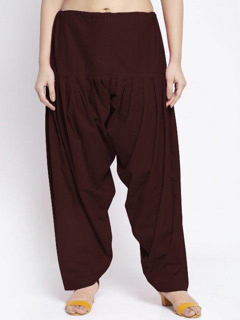 Jinfo Women Brown Solid Cotton Salwar