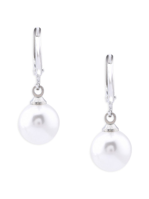 AMI Silver-Toned & Silver-Plated Contemporary Drop Earrings With Pearl - Image 5