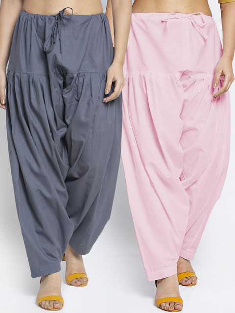 Jinfo Women Pack Of 2 Solid Pure Cotton Loose-Fit Salwar