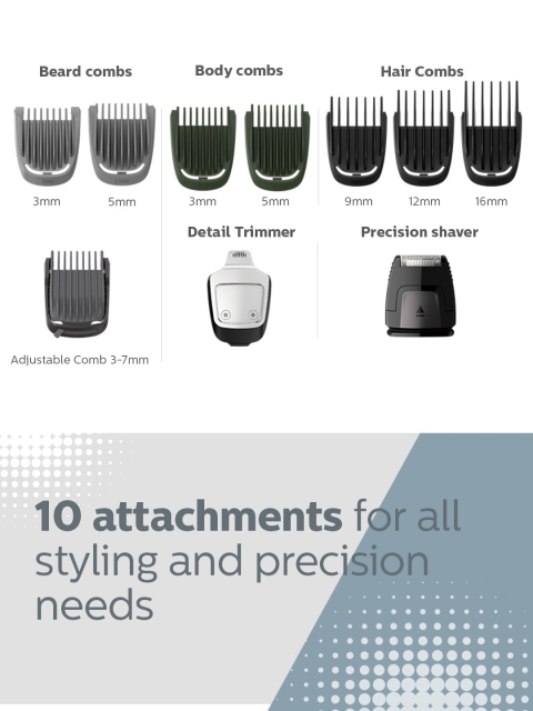 Philips Men MG3760/33 All-in-One Cordless Trimmer for Face, Head & Body - Grey - Image 4