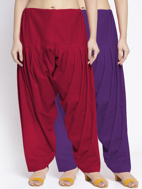 Jinfo Women Pack Of 2 Solid Loose Fit Pure Cotton Salwars