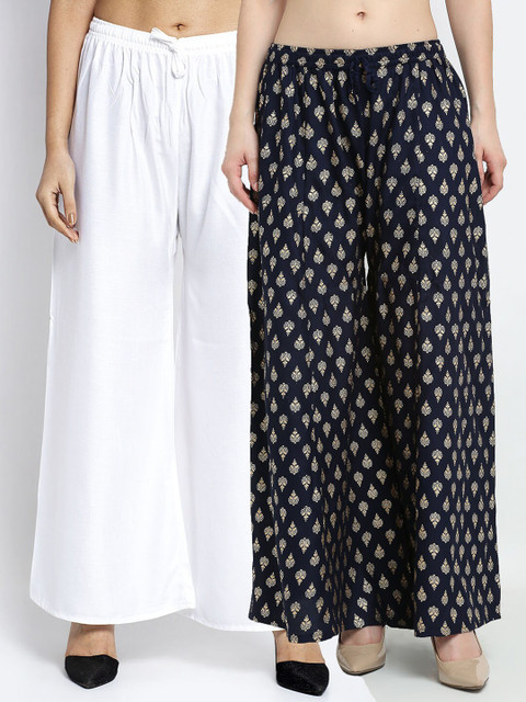 Jinfo Women Set of 2 Ethnic Motifs Printed Flared Ethnic Palazzos