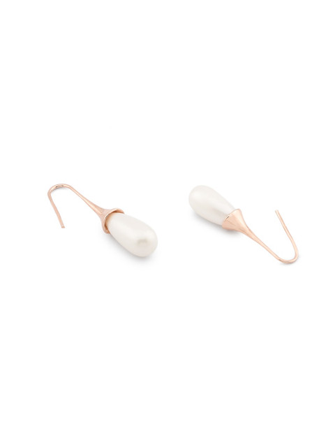 AMI Rose Gold Plated Pearl Embellished Drop Earrings - Image 3