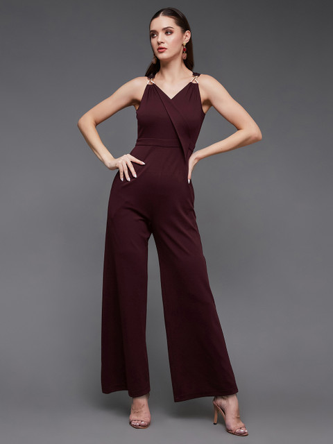 Miss Chase Women Beautiful Maroon Solid Joyful Jumpsuit