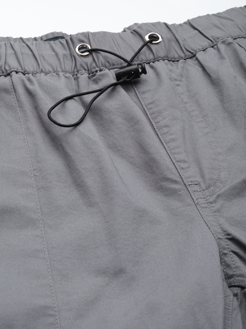 Mast & Harbour Men Grey Solid Pure Cotton Joggers - Image 5