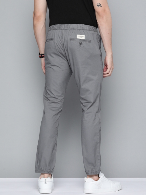 Mast & Harbour Men Grey Solid Pure Cotton Joggers - Image 3