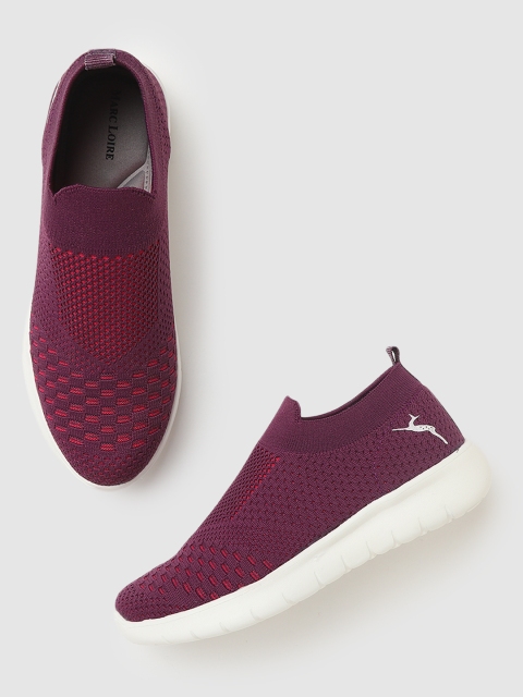 Marc Loire Women Purple Woven Design Slip-On Sneakers