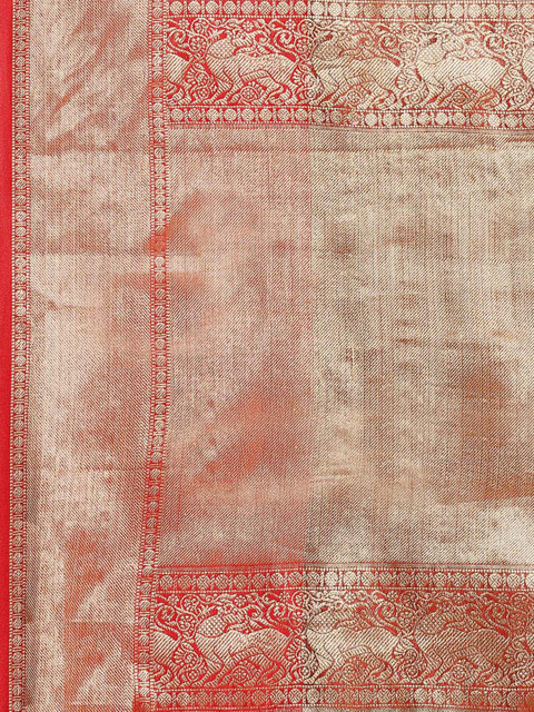 Silk Land Black & Red Woven Design Zari Kanjeevaram Saree - Image 5