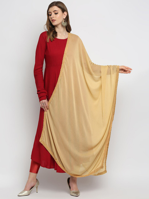 Dupatta Bazaar Gold-Toned Solid Chiffon Dupatta