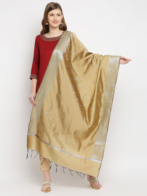 Dupatta Bazaar Gold-Toned Ethnic Motifs Woven Design Dupatta