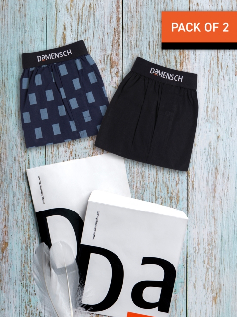 DAMENSCH Men Pack of 2 Assorted Ultra-Light Cotton Regular Fit Inner Boxer - Image 7