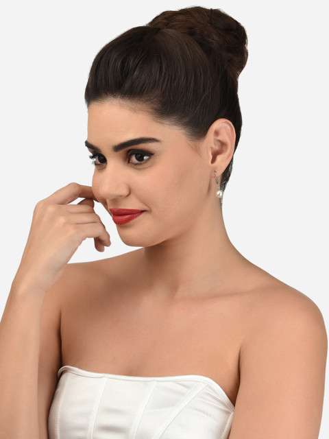 Zaveri Pearls Silver-Toned Set of 3 Studs Earrings - Image 8