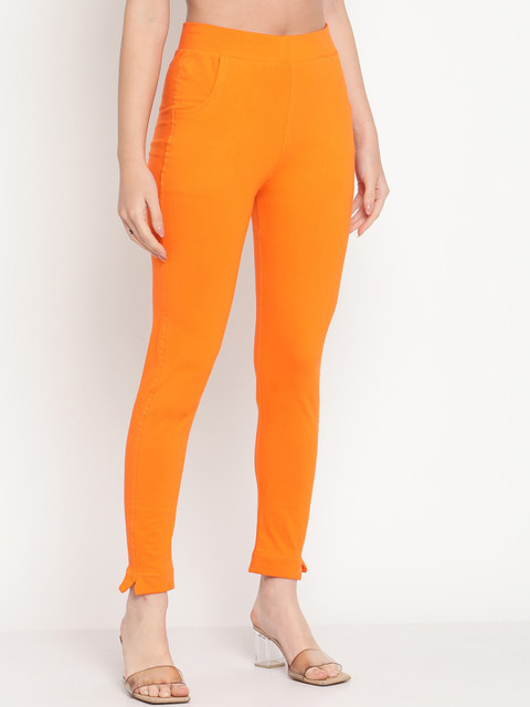 TAG 7 Women Orange Solid Leggings - Image 2