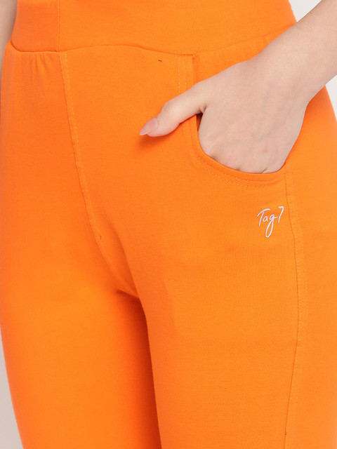 TAG 7 Women Orange Solid Leggings - Image 6