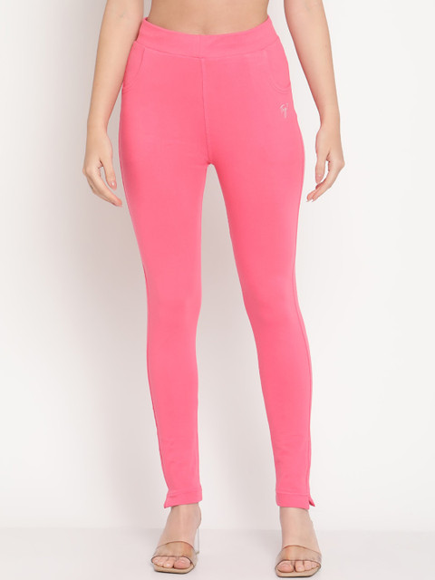 TAG 7 Women Pink Solid Ankle-Length Leggings