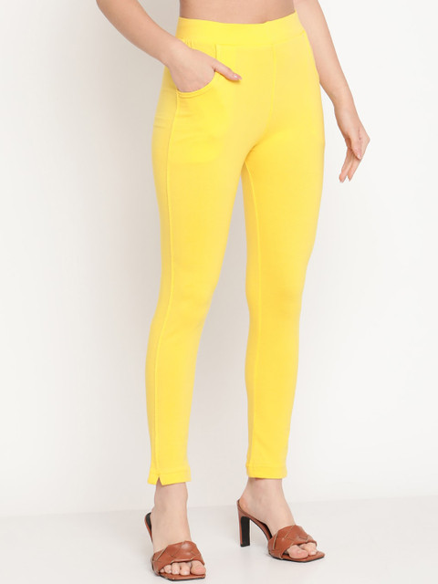 TAG 7 Women Yellow Solid Leggings - Image 2