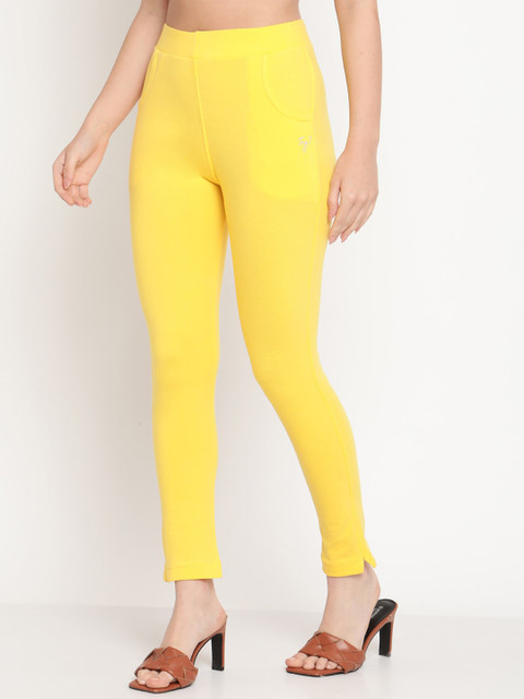 TAG 7 Women Yellow Solid Leggings - Image 3
