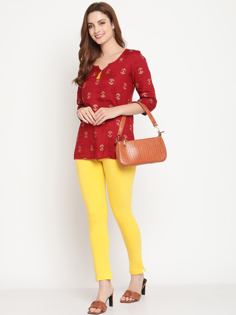 TAG 7 Women Yellow Solid Leggings - Image 5