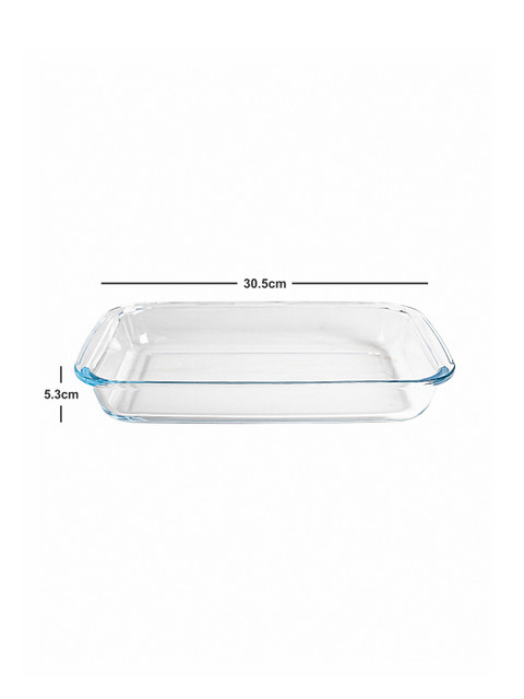 GOODHOMES Set of 3 Transparent Glass Rectangle Baking Tray - Image 5